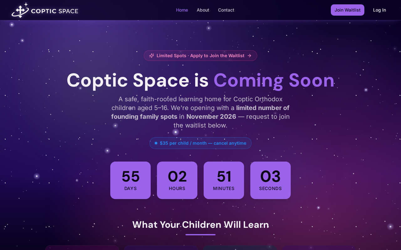CopticSpace.com — online learning platform for Coptic children
